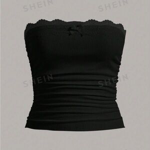 SHEIN Black Lace Tube Top